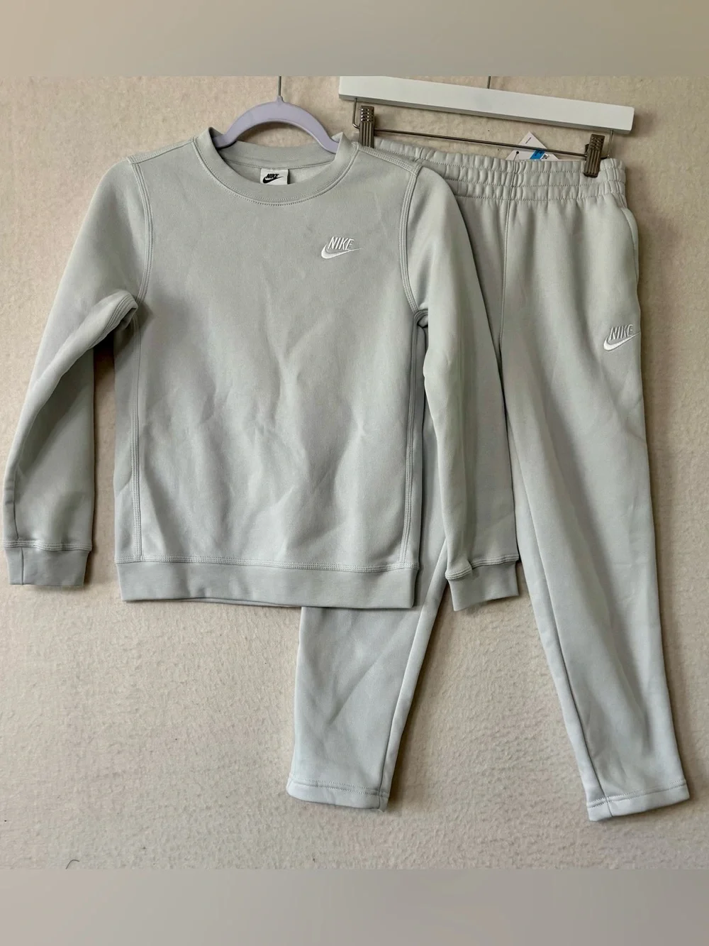 Nike Kids Crewneck Sweatshirt and Joggers Set in Light Beige - Picture 2 of 15